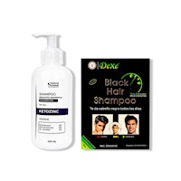 SHAMPOO SIN SAL KETOZINC 350ML+ SHAMPOO CUBRE CANAS NEGRO 250ML